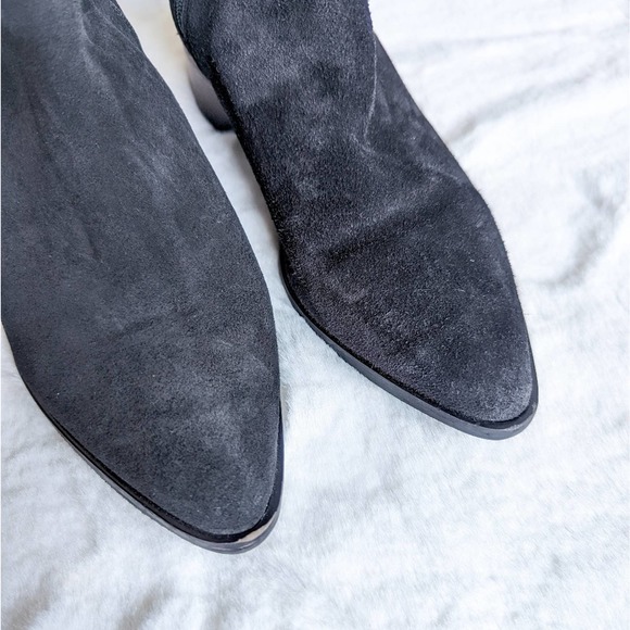 Fabianelli Black Suede Leather Knee High Almond Toe Boots Size 7 - Picture 3 of 8